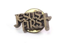 Religious Pin Jesus First Christian Lapel Brooch Pinback God Is Good 3/4"