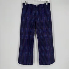 The Kit pants womens 4 purple plaid high rise wide leg cropped academia preppy