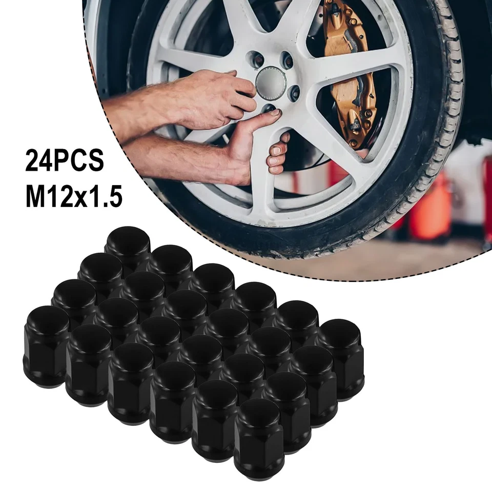 24PCS M12x1.5 Wheel Nuts Black Lug Nut Socket For LandCruiser-Prado For Ford - Image 4 of 4