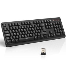 TECKNET Wireless Keyboard for Laptop, 2.4G USB Silent Computer Black