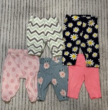 Baby Girl Newborn Pants Bundle 5pc Carter  s Gerber NB Leggings Floral Lot