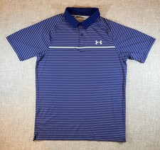 Under Armour Polo Shirt Mens Small Blue The Iso Chill Loose Heat Gear Golf Top