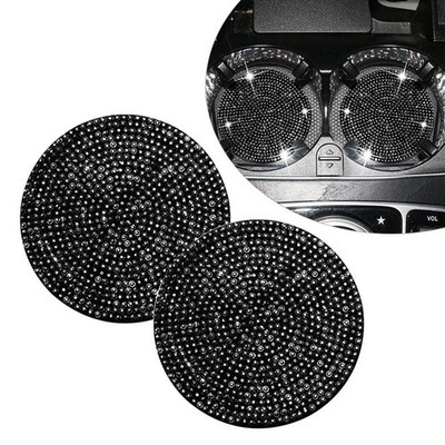 2x Bling Rhinestone Car Cup Holder Insert Coaster Anti Slip