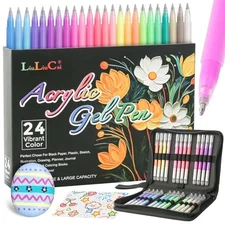 LIUILUCAI 24 Colors 3D Acrylic Gel Pens for Coloring, Large 24 colors A