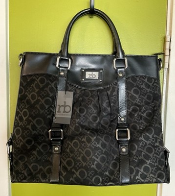 Rocco Barocco Laptop/Handbag/Shoulder Bag Black/Brown Monogram Logo Italy Vegan