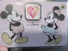 Disney Mickey & Minnie Mouse Love Heart Valentines 1 Gram 999 silver in card