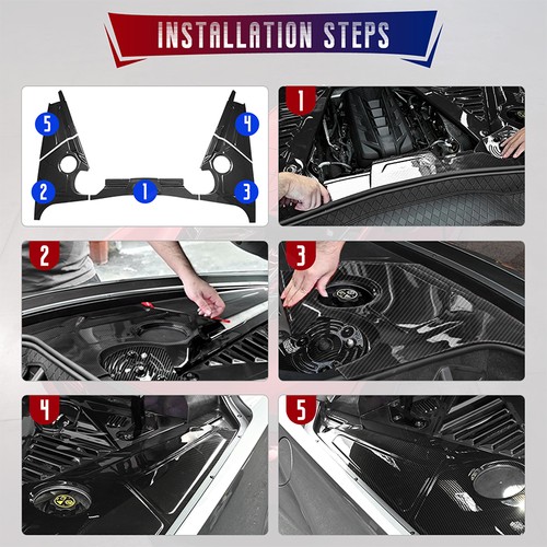 Carbon Fiber Engine Bay Panel Cover Frame For Chevrolet Corvette C8 2020-2024 - Picture 6 of 13