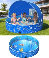 FizZeal 51in Kiddie Pool with Canopy Foldable Portable Toddler Swimming Pool