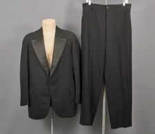 Men's VTG 20s-30s Black Button Fly 2 PC Tuxedo / Suit Sz M 1920s Tux