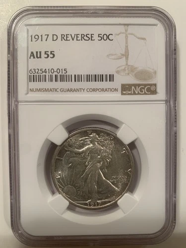 1917 D Walking Liberty Half Dollar Reverse Certified NGC AU-55