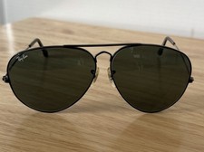 VINTAGE B L RAY BAN W0501 BLACK LARGE METAL AVIATOR SUNGLASSES 64-14 140