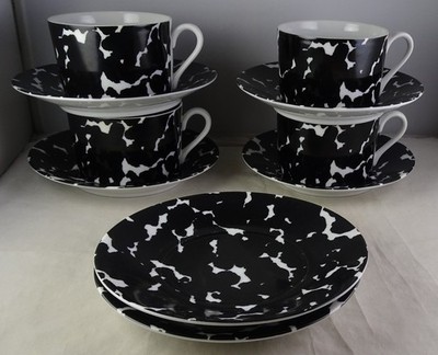 Four Swid Powell Robert Venturi Black & White Notebook Cup & Saucer Sets
