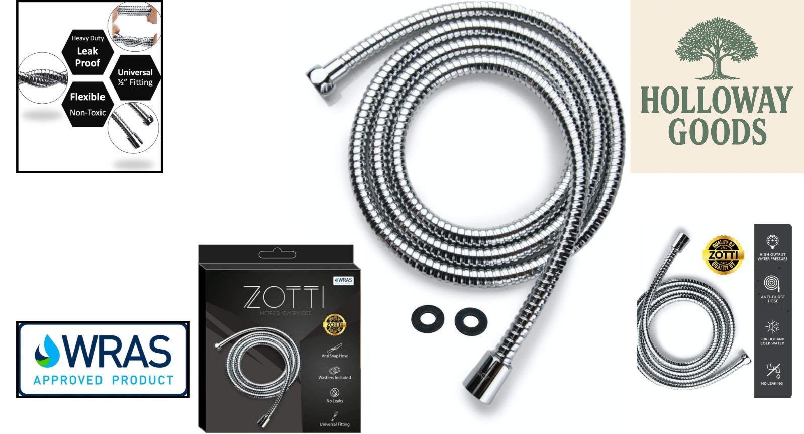 Universal 2m Stainless Steel Shower Hose - Anti-Kink, Leakproof & High Pressure
