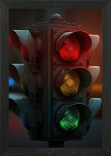 Traffic Light Framed Wall Art Poster Canvas Print Picture