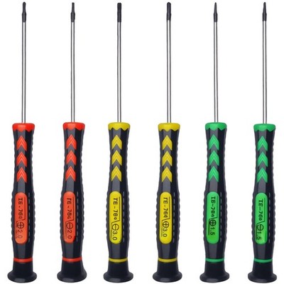 Screwdriver SET OF 6 - Magnetic Flathead and Phillips Green,orange,yellow 