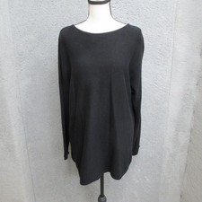 Michael Kors Knit Tunic Sweater Women L Black Zip Back Quiet Luxury Chic Classic