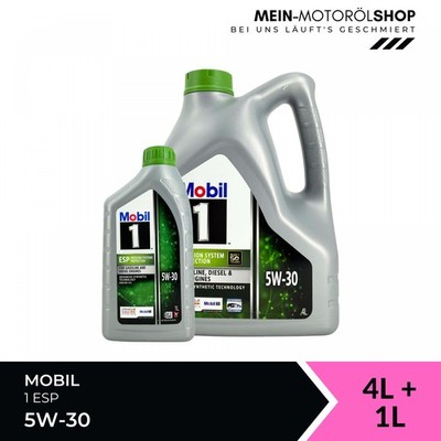 Mobil 1 ESP 5W-30 VW 507 504 Mercedes Opel BMW ACEA C3 4+1 Liter = 5 Liter