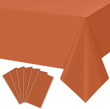 6Pcs Orange Tablecloths for Rectangle Tables,Disposable Plastic Table Cloth,Wate