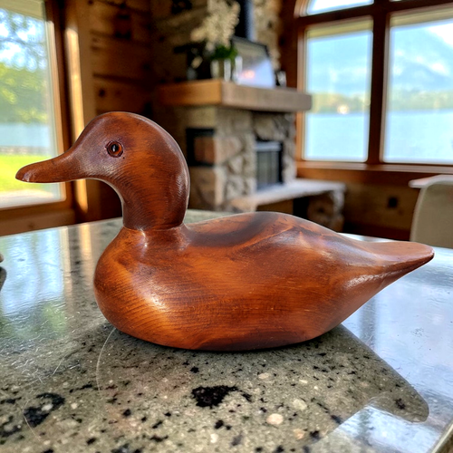 Vintage intagliato a mano Mallard Duck esca legno vetro occhi decorazione arte popolare - Foto 1 di 10