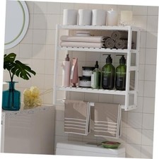 White Towel Rack Over Toilet Shelves with White Storage Shelves - 1 Pack