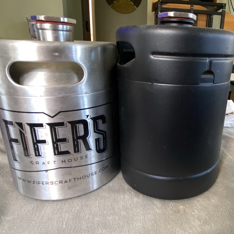 2 collector Growlers - MANCAN 64 fl oz Stainless Steel Beer Growler 