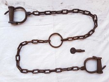 54 inch Handcuffs Iron Strong Heavy Long chain Rare Adjustable Lock