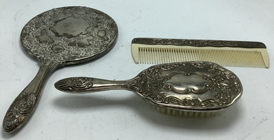 Lot of 3 Victorian Style Vanity Set with Mirror, Brush and Comb