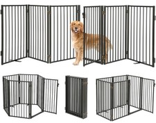 Metal Freestanding Dog Gates with Door for Outdoor Indoor,120'' Extra Wide 32...
