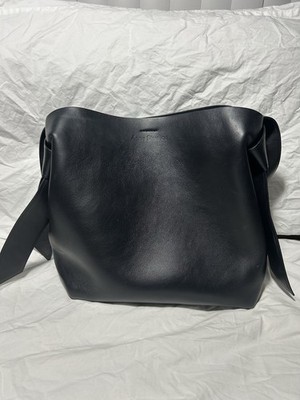 Acne Studios Musubi Midi Black Leather Tote Bag Shoulder Bag Authentic Used