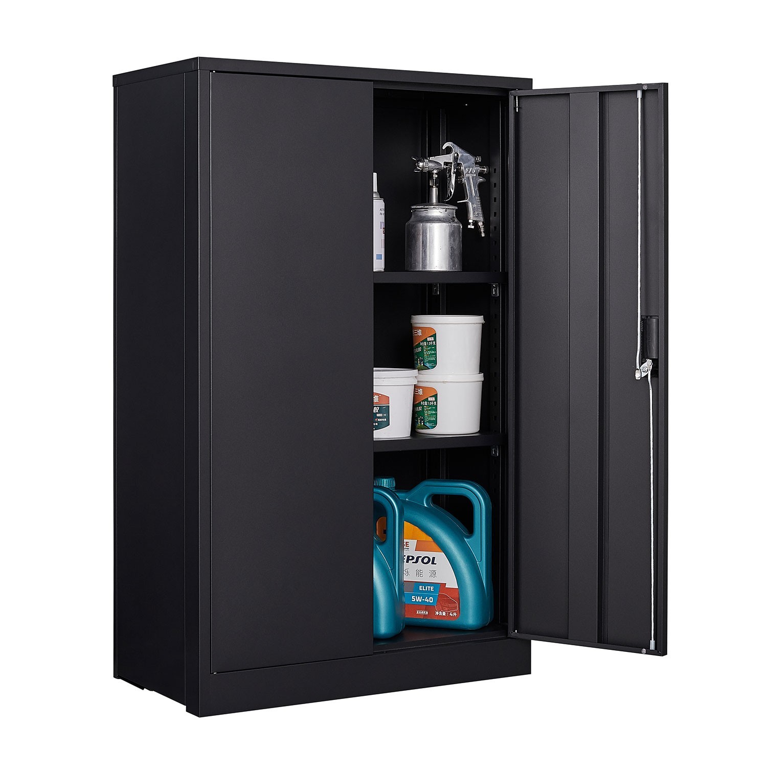 Metal Storage Cabinet with Locking Doors and Adjustable Shelf, Folding Filing St