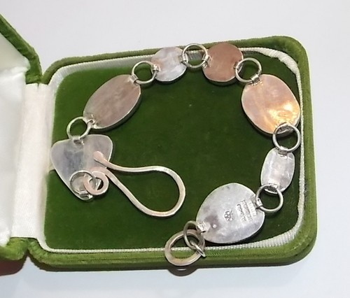 Sterling 925 Bezel Bolder Opal Cabochon Stone  8" Bracelet A HICKS St Croix F11 - Picture 4 of 9