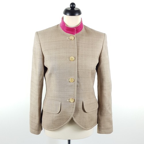 Stajan 100% Silk Janker Womens Size 38 M Gray Pink Trachten Jacket Blazer