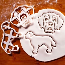 Set of 2 St Bernard Cookie Cutters - Cute dog treats pet adoption vet bakery