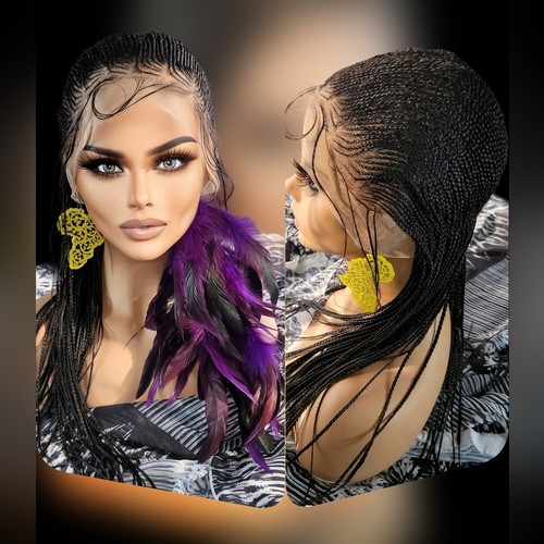 Braided Wig, Handcrafted 100 % handmade Full Lace Wig, Short Black Wig. NWT - Picture 14 of 16