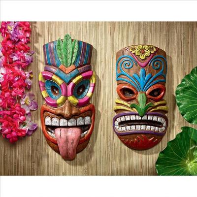 HAWAIIAN ISLAND TIKI HEAD WALL MASK SCULPTURE Polynesia Pool Tropical Luau Art