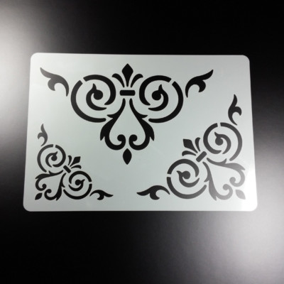 A3 Schablone Eck Ornament 3 Größen Ranke Spiralranke Volute - BS367