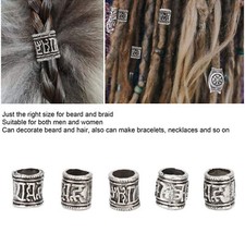 50pcs Beard Beads DIY Vintage Alloy Hair Braiding Dreadlocks Hair Tube Beads for