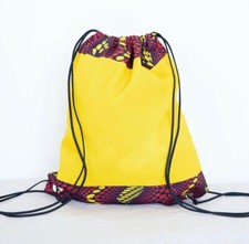 Kente and Ankara print inspired drawstring bag backpack 14  x 16  