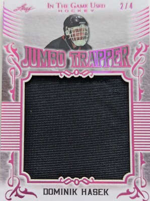   #/4 DOMINIK HASEK JUMBO TRAPPER RELIC 2020-21 LEAF IN THE GAME USED ITG   