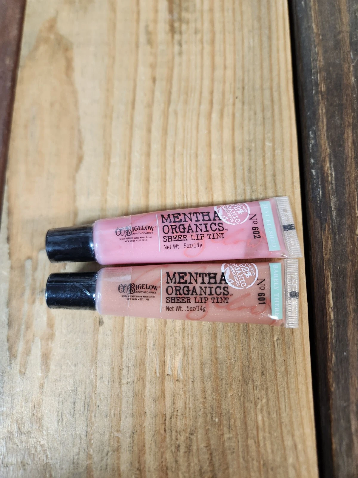 C.O. Bigelow Mentha Organics Sheer Lip Tint Just Blushed Barely There 601 602