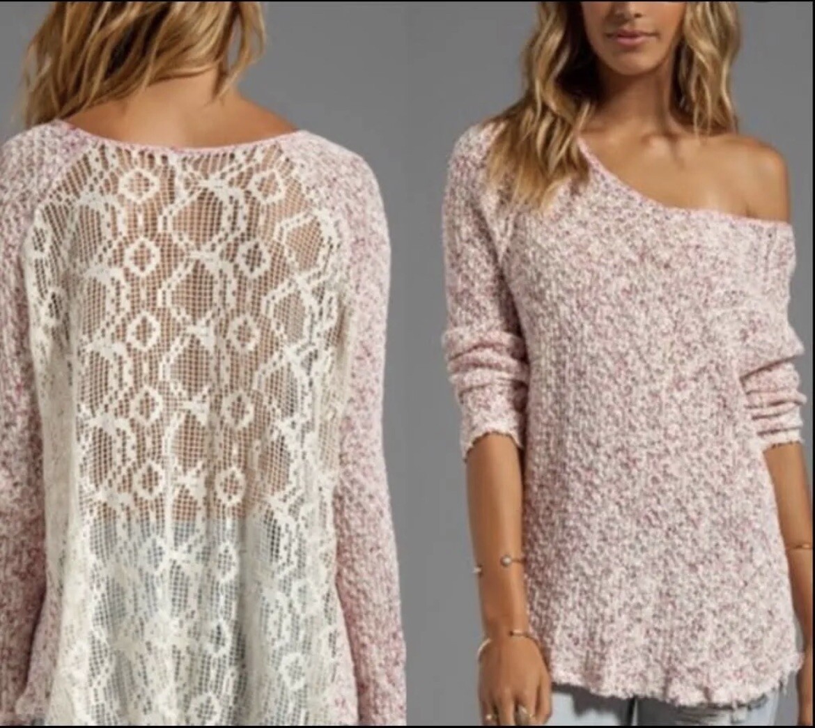 Free People Lightweight Pink/Ivory Lace 