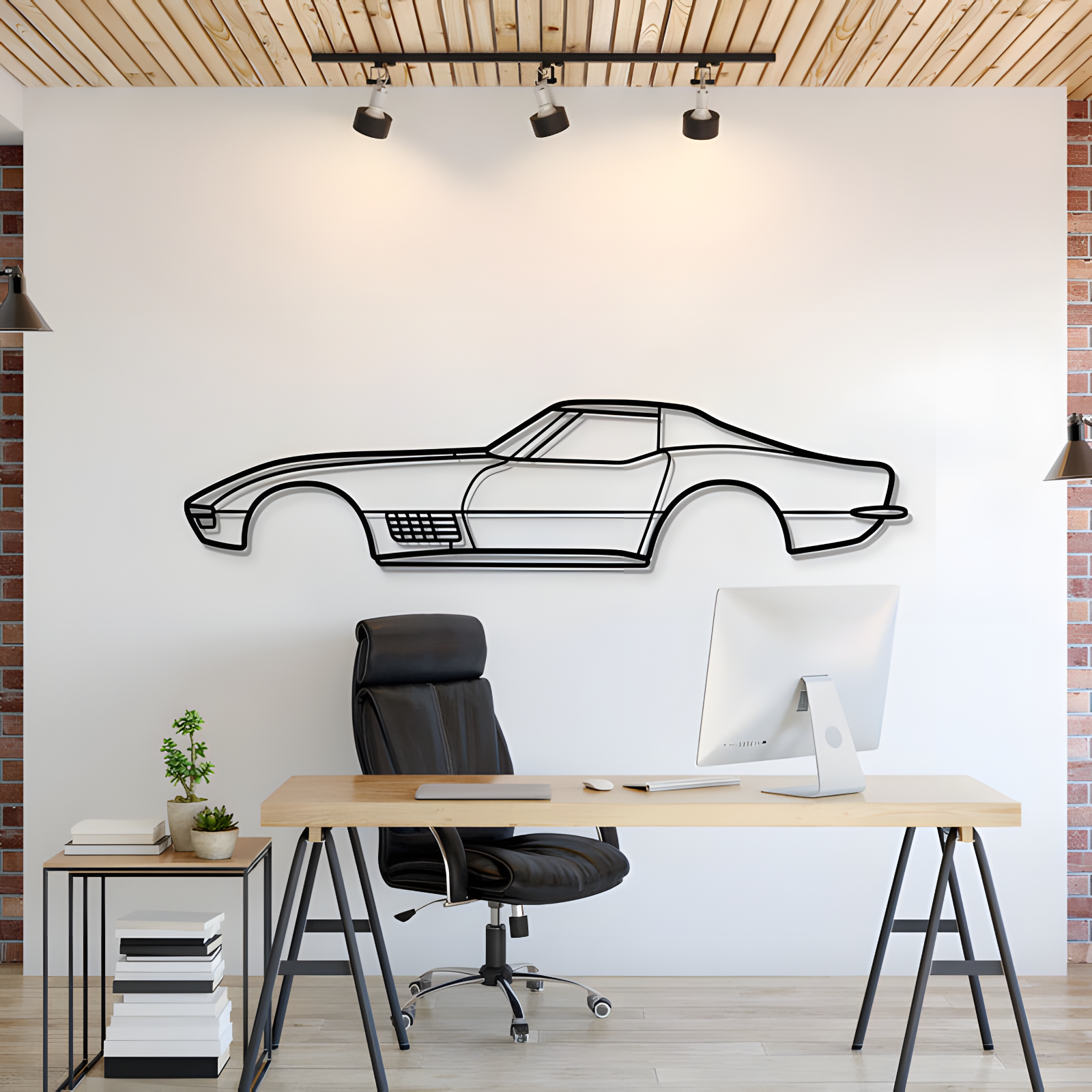 Wall Art Home Decor 3D Acrylic Metal Car Silhouette 1970 Chevrolet Corvette ZR