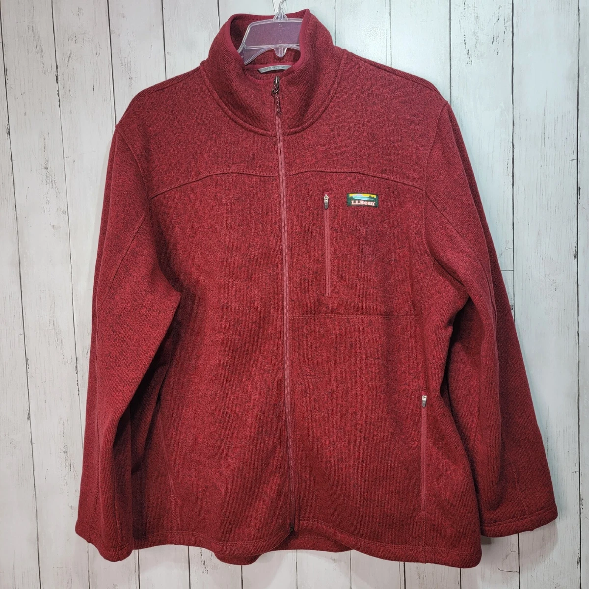 LL BEAN Men s Red Full Zip Better Sweater Fleece Jacket Zip