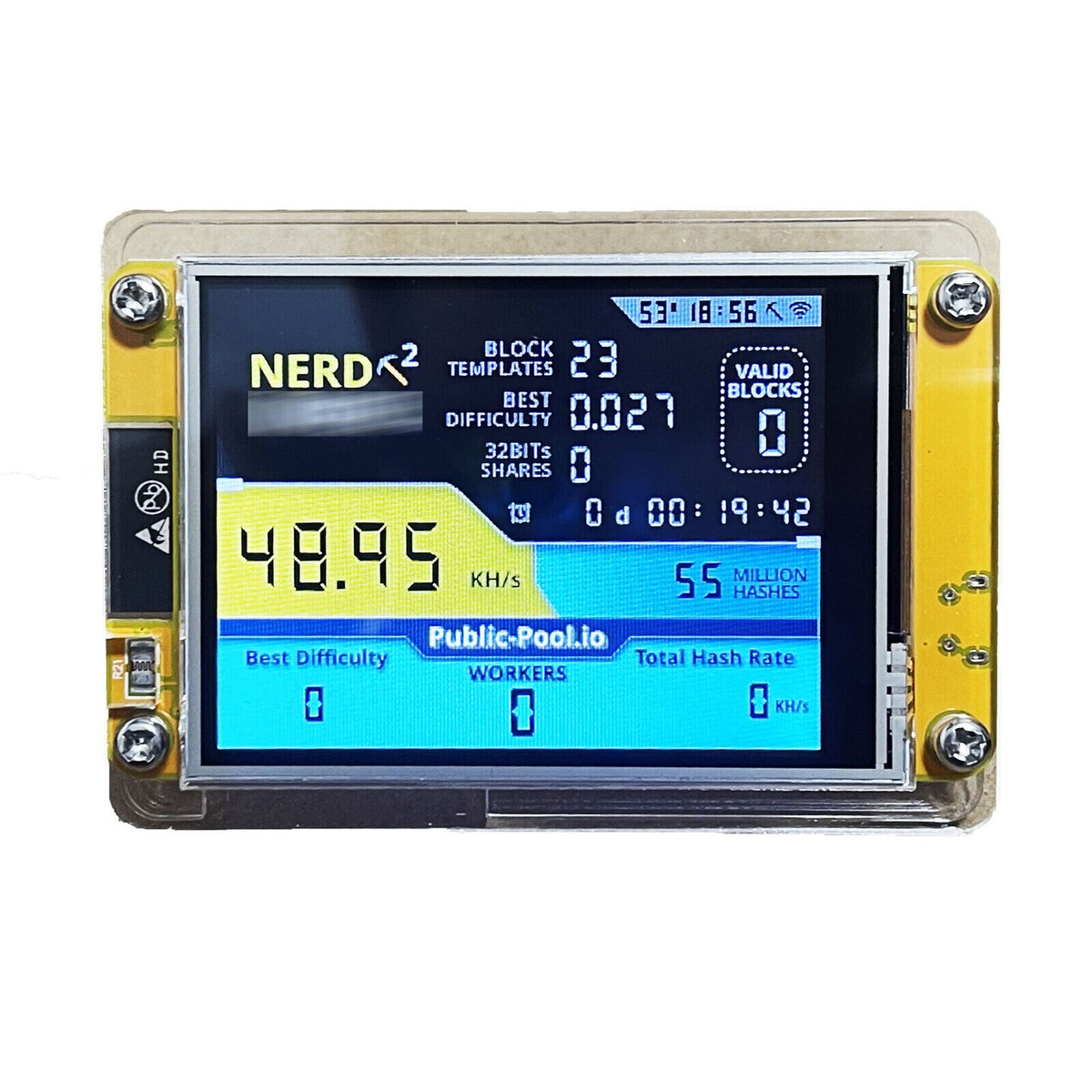 NerdMiner V2 2.8 inch 55K Hashrate Solo Mode Lottery Machine Nerd BTC Miner