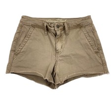 Universal Thread High Rise Shortie Khaki Tan Denim Jean Shorts Cut Off Sz 00/24