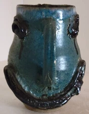 Face Jug Pitcher Alien Folk Art 10"