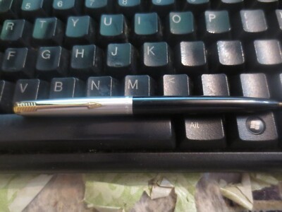 Vintage Parker ballpoint Pen Gold Arrow Clip Parts Repair Black Silver