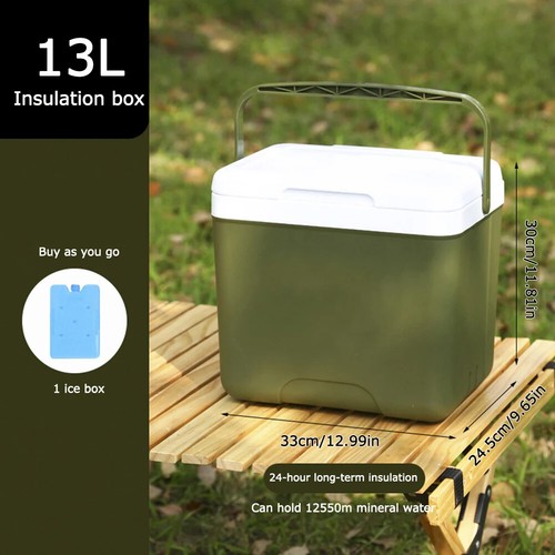 Green 6/13L Cool Box Large Portable Insulated Camping Travel Picnic Food Cooler - Picture 6 of 10