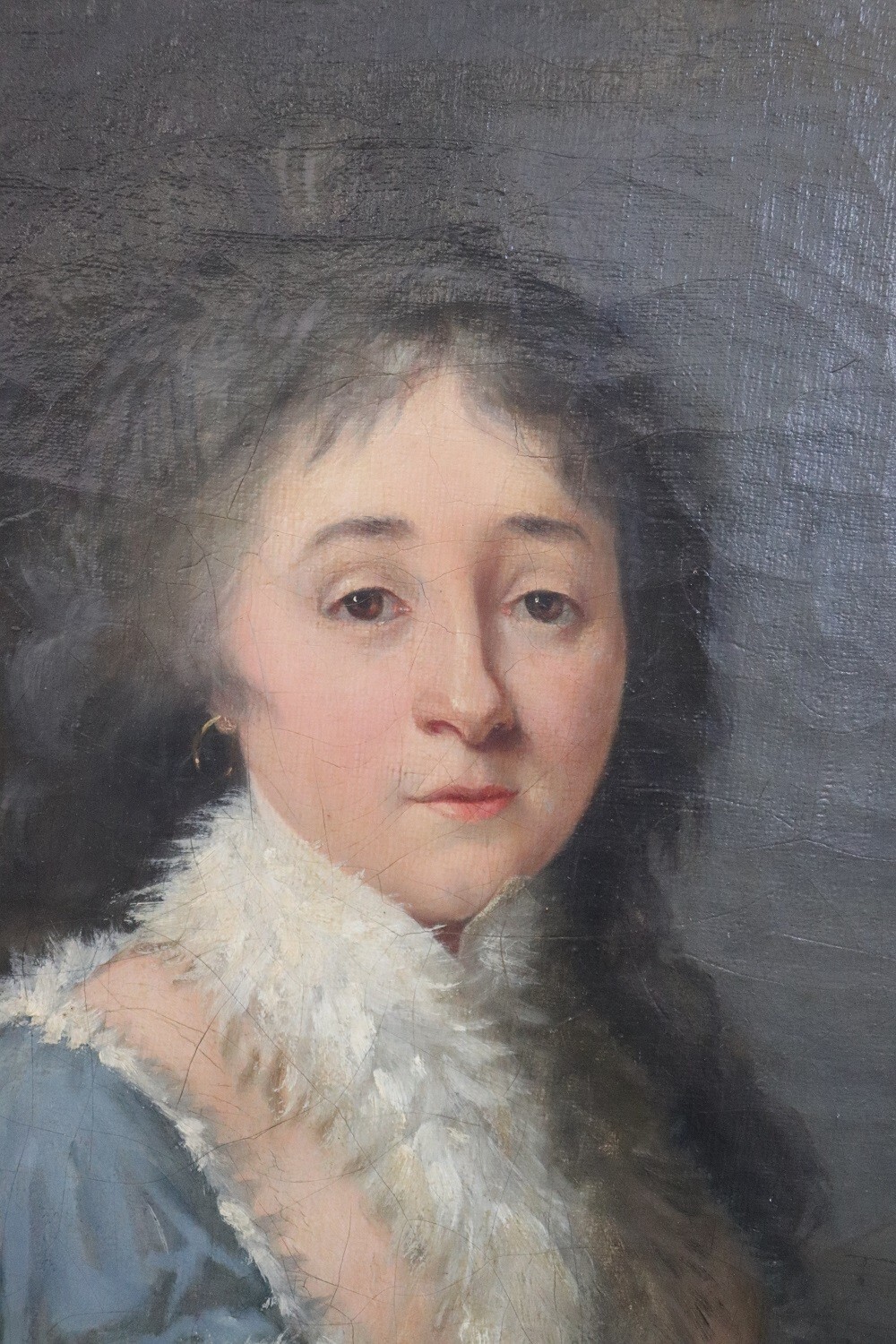 Portrait antique d'une femme noble, XVIIe siècle, huile sur toile
