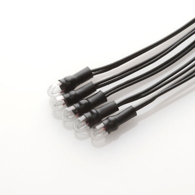 5 x 8V 60mA / Birne Lampe / Miniature Lamp Bulb / T1 / 3mm x 7mm + Kabel